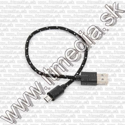 Image of USB - microUSB kábel 30cm *Cipőfűző* *Hengeres* *Fekete* (IT12724)